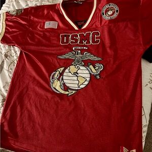Red USMC Jersey with Eagle Globe and Anchor Emblem